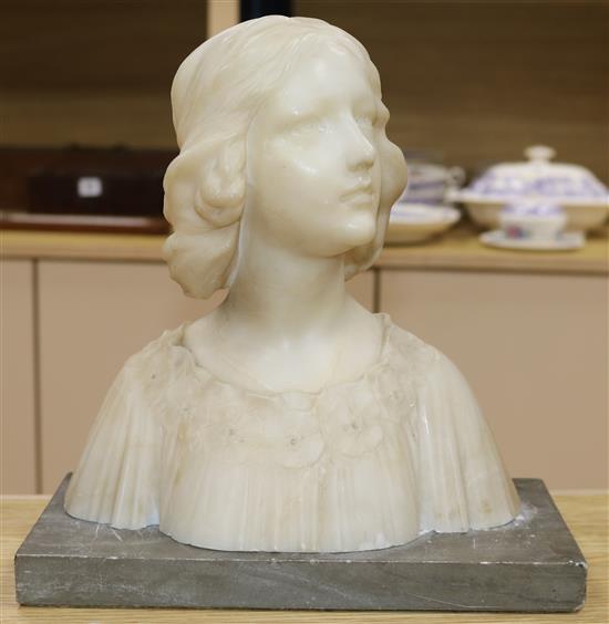 An alabaster bust of a lady H.28cm W.26cm